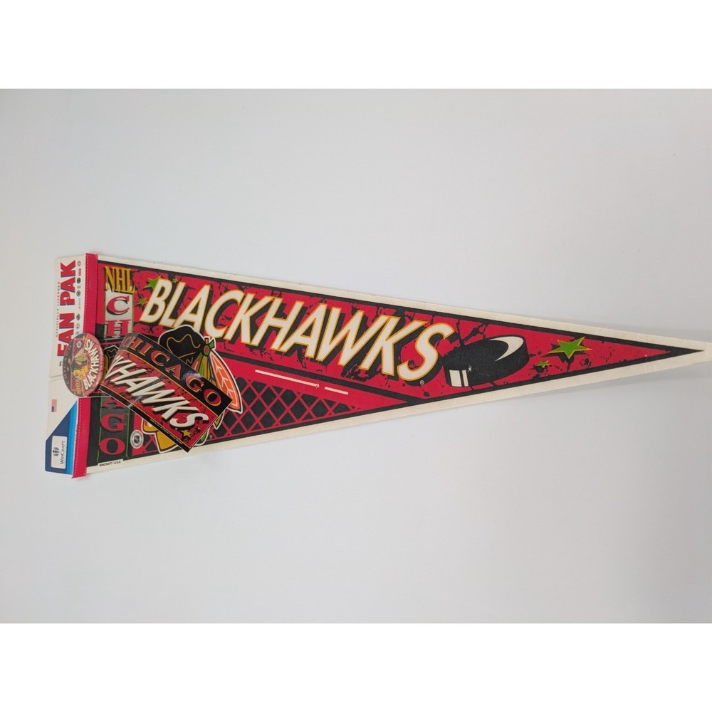 Vintage NHL Chicago Blackhawks Full Size Pennant Classic Wall Flag WINCRAFT USA